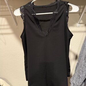 Elegant Black Lace Trim Top